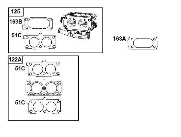 Carburetor  Group Diagram and Parts List for 61H475-0001-J1 400000 - 699999 Briggs and Stratton Engine